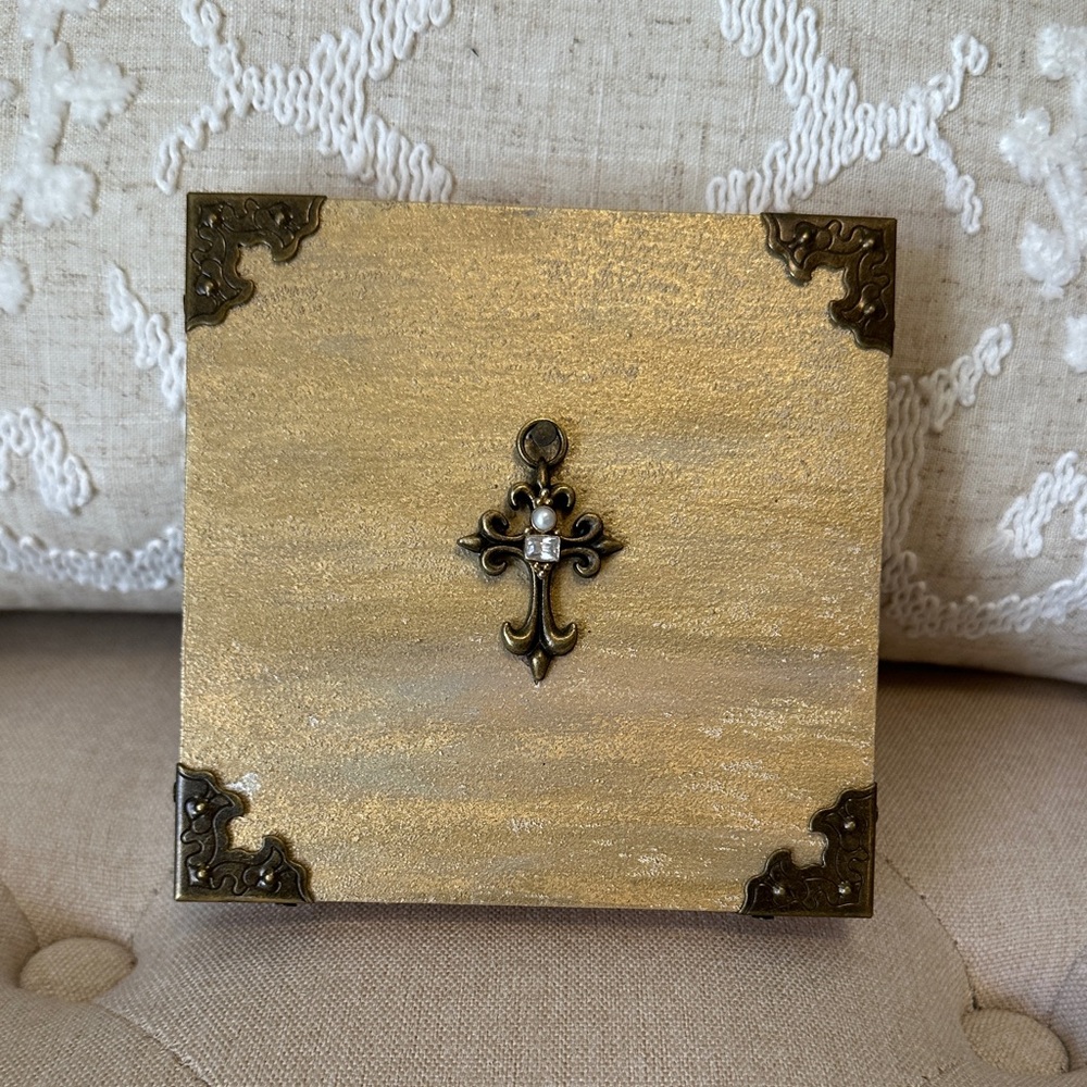 Handmade Decorative Art with Cross Accent with jewels